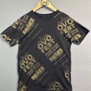 RARE OVO All over Print Shirt Mens Medium Black All over Print Tee Drake